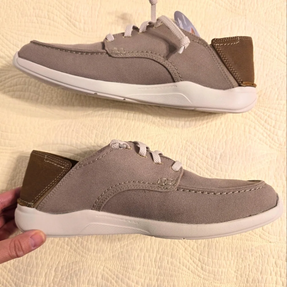 NIB Clarks Men's Gray Gorwin Lace Casual Shoes
